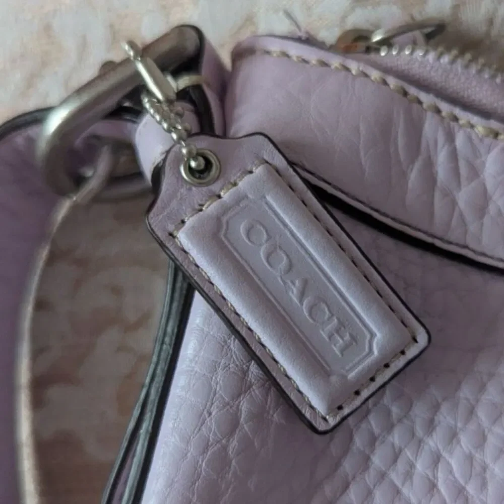 COACH Lilac Pastel Purple Crossbody Large Leather Bag with Buckle Handles F12319